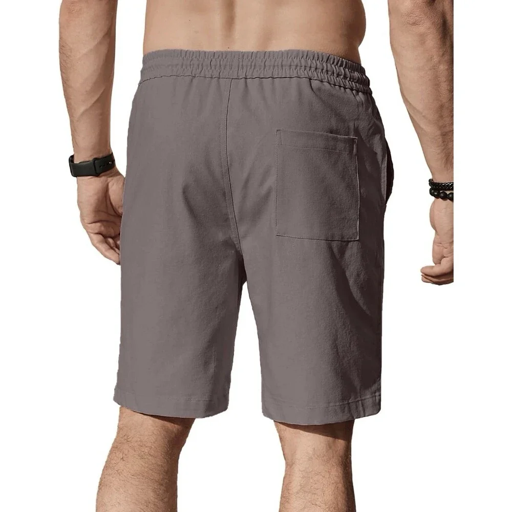 Comdecevis Men's Cotton Linen Casual ShortsRegular fit, Breathable lightweight